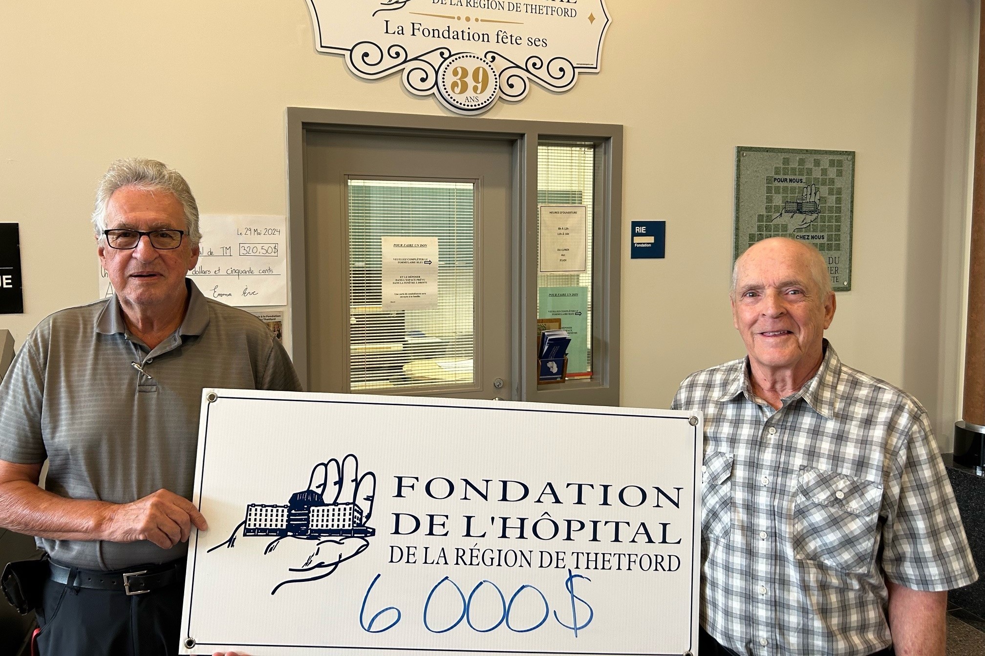 Don de 6000$ pour la fondation de l'hôpital - Courrier Frontenac